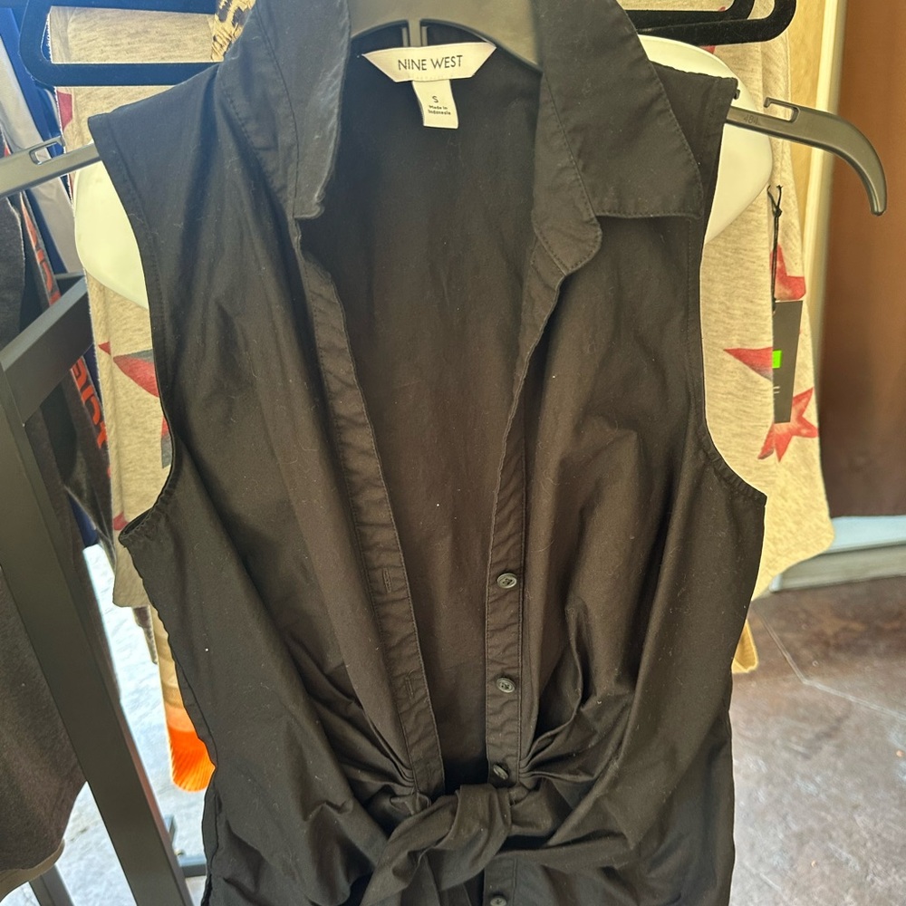 Nine West Black Collared Top